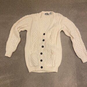 Aran Crafts Irish Wool Sweater, women M, cream cardigan. Excellent condition.